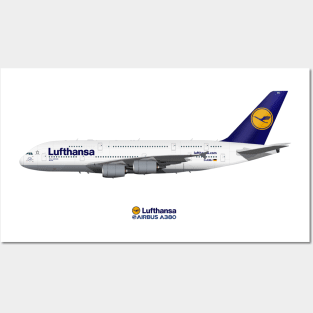Illustration of Lufthansa Airbus A380 Posters and Art
